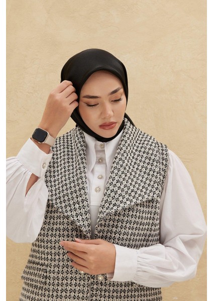 Düz Shiny Eşarp - Siyah indirimleri