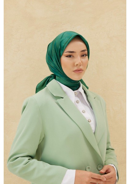 Desenli Shiny Eşarp - 8647 - Zümrüt