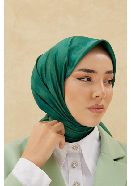 Desenli Shiny Eşarp - 8647 - Zümrüt