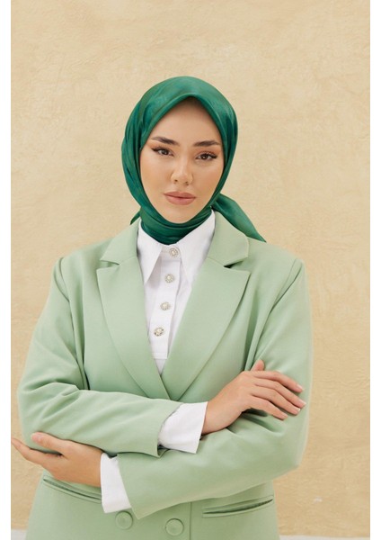 Desenli Shiny Eşarp - 8647 - Zümrüt