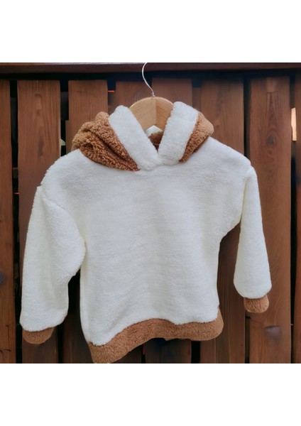 Bebek Kapüşonlu Peluş Kazak Sweatshirt Kız Çocuk /erkek Çocuk