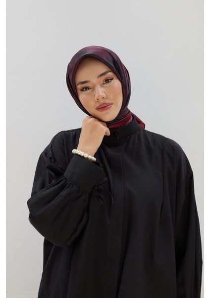 Desenli Shiny Eşarp - 8647 - Bordo