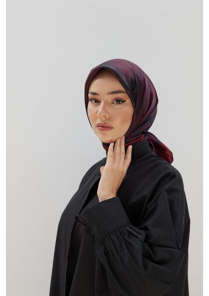 Desenli Shiny Eşarp - 8647 - Bordo modelleri