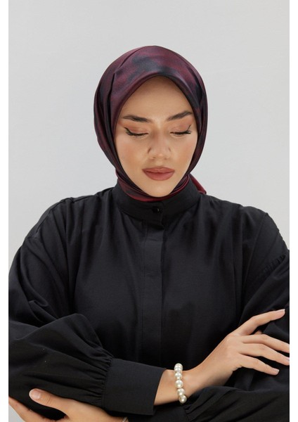 Desenli Shiny Eşarp - 8647 - Bordo indirimleri