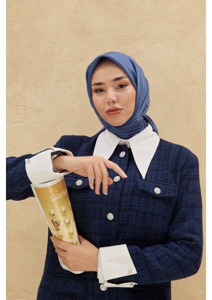 Düz Shiny Eşarp - Indigo