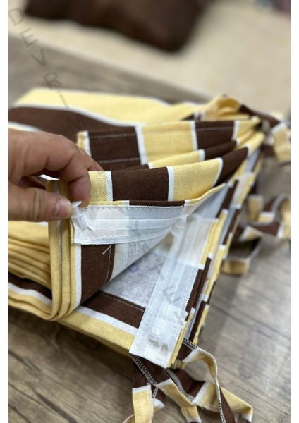 Gabardin Kumaş Perde Kahve Krem modelleri