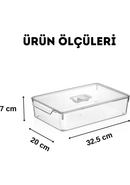 Buzdolabı Dolapiçi Düzenleyici Organizer Kapaklı 6'lı Set (Mini, Midi, Maxi)