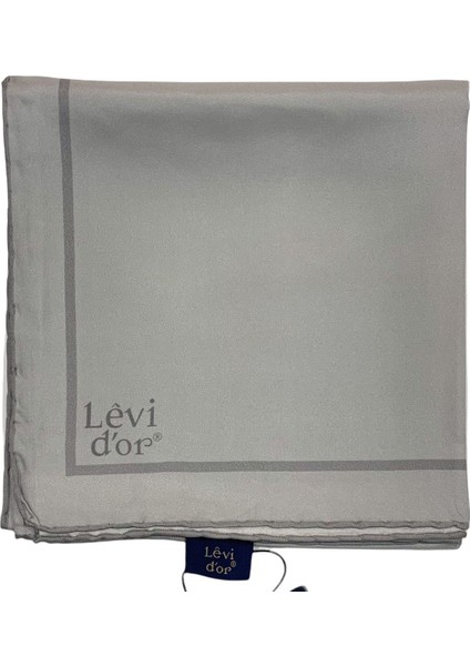 Şeritli Düz Twill Ipek Eşarp - Gümüş