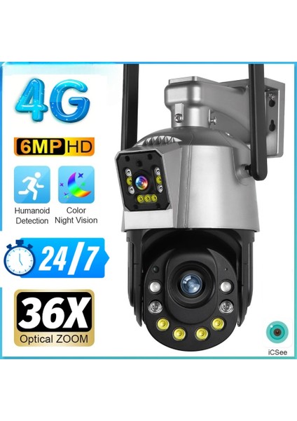 6 Mp Çift Kameralı 36X Optik Zoom 4g Sim Kart Ile Kullanılan ve Modem Wifi Görevi Yapabilen Elektrikli  Ptz Kamera