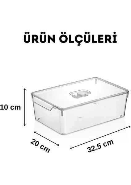 Buzdolabı Dolapiçi Düzenleyici Organizer Kapaklı 9'lu Set (Mini, Midi, Maxi)