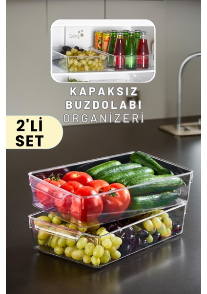 Buzdolabı Dolapiçi Düzenleyici Organizer Kapaksız 2'li Set (Mini)