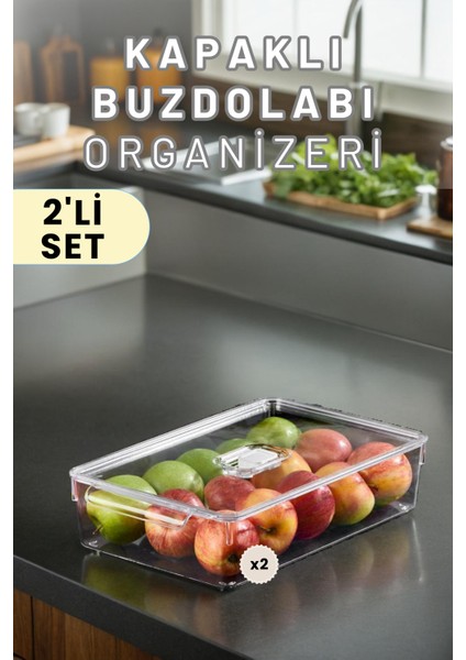 Buzdolabı Dolapiçi Düzenleyici Organizer Kapaklı 2'li Set (Mini)