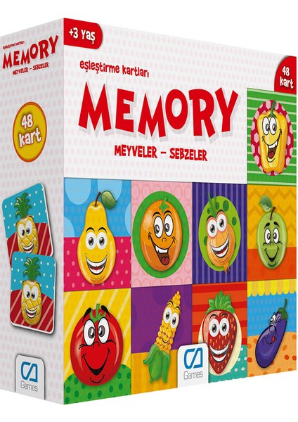 Ca Games Memory Meyveler-Sebzeler Eşleştirme Kartları CA.5040 0480