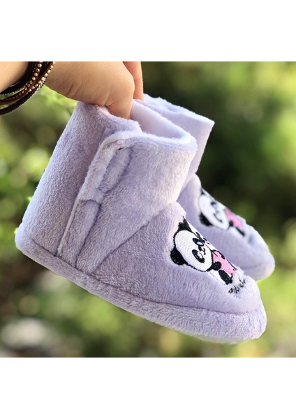 Çocuk Panduf Panda Figürlü Cırt Cırtlı Kaydırmaz Taban Kreş Ev Ayakkabısı modelleri