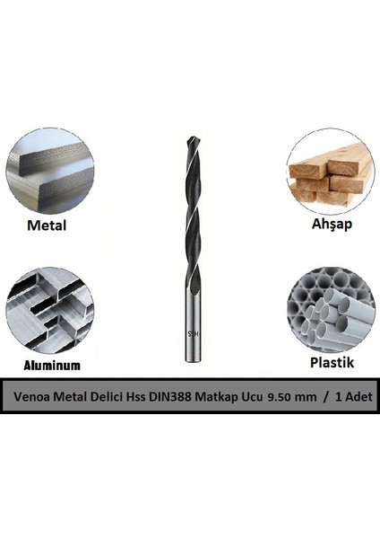 Metal Delici Hss DIN388 Matkap Ucu 9.50 mm 1'li Paket