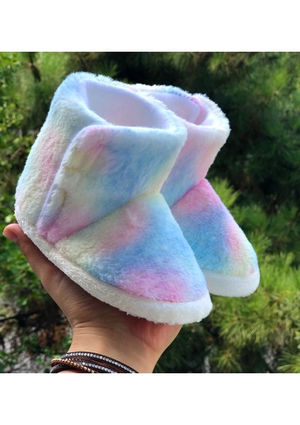 Çocuk Panduf Hologram Desenli Cırt Cırtlı Kaydırmaz Taban Kreş Ev Ayakkabısı fiyatları