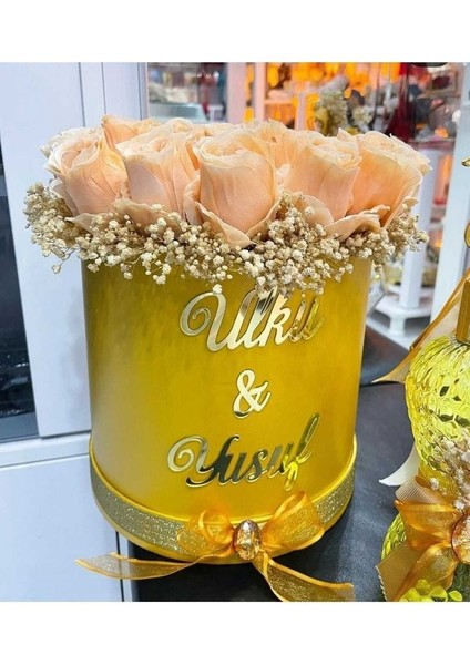 Nişan Tepsisi Isimleri Kız Isteme Çiçeği ve Çikolata Kutusu Isimleri Pleksi 8 cm
