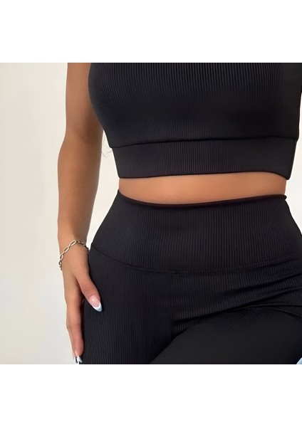 Fitilli Siyah Ribanalı Üst ve Şort Takımı fiyatları