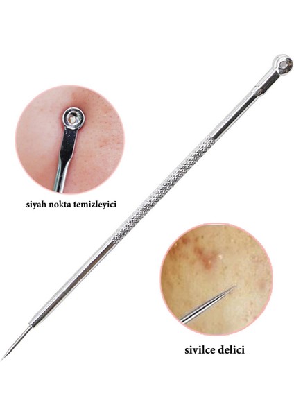 Paslanmaz Çelik Siyah Nokta Sivilce ve Akne Temizleyici Set 3'lü Kit