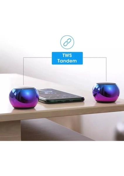 Metal Mini Kablosuz Hoparlör Şarjlı 4W Mini Bluetooth Speaker Tws Özellikli Ses Bombası
