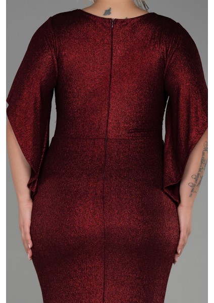 Kısa Kol Kruvaze Yaka Uzun Büyük Beden Abiye ABU3280 fırsatları