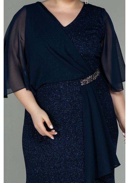 Şifon Kısa Kol Uzun Simli Büyük Beden Abiye ABU2979 modelleri