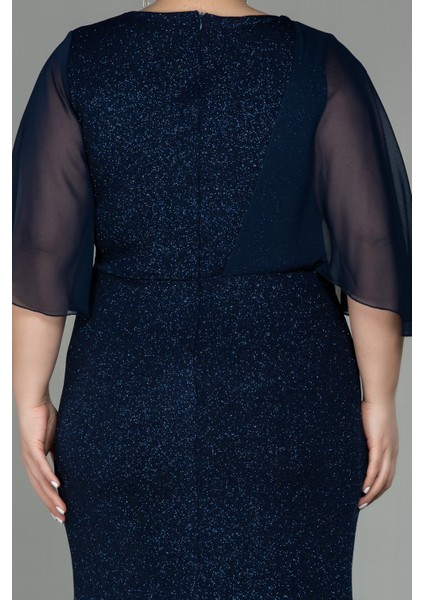 Şifon Kısa Kol Uzun Simli Büyük Beden Abiye ABU2979 fırsatları