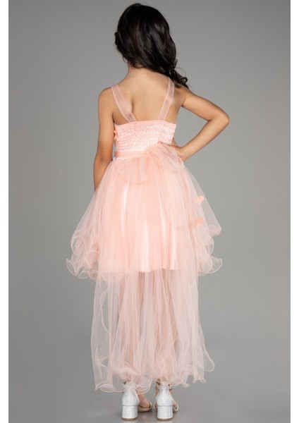 Önü Kısa Arkası Uzun Çiçekli Kız Çocuk Abiye ABO106 fiyatları