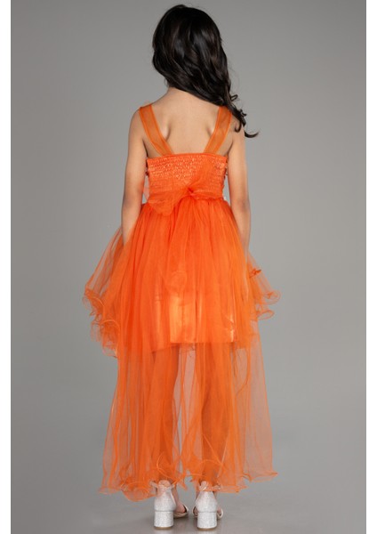 Önü Kısa Arkası Uzun Çiçekli Kız Çocuk Abiye ABO106 fiyatları