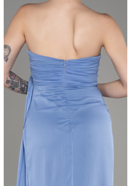 Straplez Bacak Dekolteli Uzun Şifon Abiye ABU3947 fiyatları