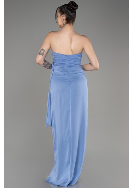 Straplez Bacak Dekolteli Uzun Şifon Abiye ABU3947 fırsatları