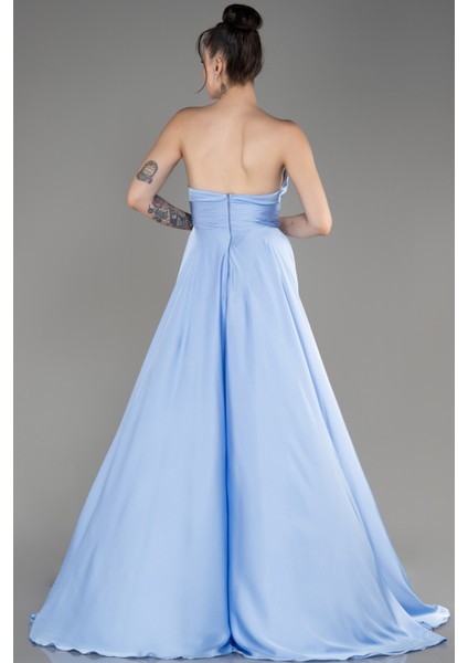 Straplez Uzun Saten Abiye Elbise ABU3965 fiyatları