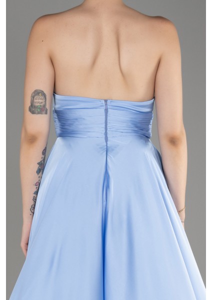 Straplez Uzun Saten Abiye Elbise ABU3965 fırsatları