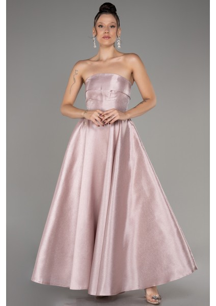 Straplez Midi Tafta Abiye Elbise ABU4049