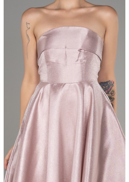 Straplez Midi Tafta Abiye Elbise ABU4049