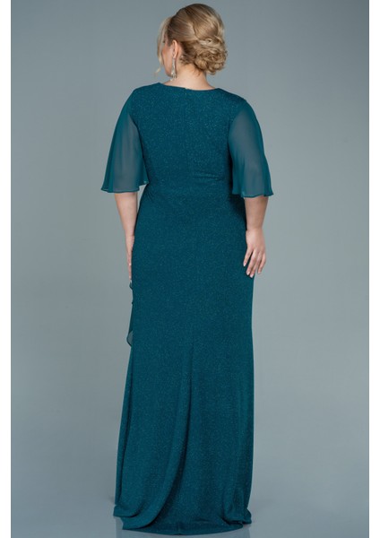 Kısa Kol Simli Uzun Büyük Beden Abiye ABU2651 fiyatları