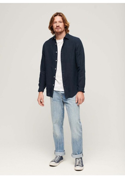 Normal Lacivert Düz Erkek Gömlek M4010607A11S_STUDIOS Casual Lınen L modelleri
