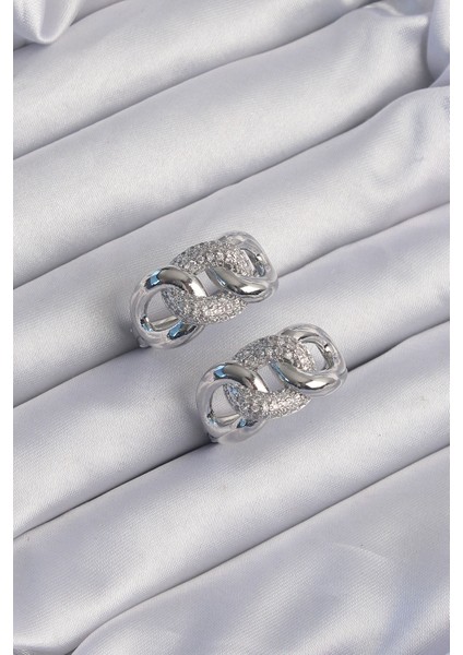 Pirinç Gümüş Renk Zirkon Taşlı Samanyolu Küpe fiyatları