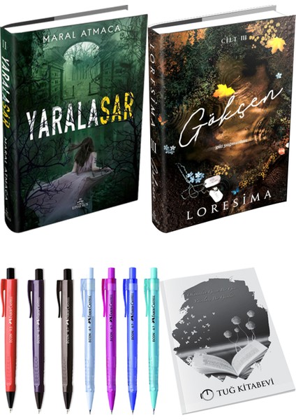 Gökçen 3 Ciltli Loresima ve Ephesus Yayınları Yaralasar 2 Ciltli Maral Atmaca 2li Set