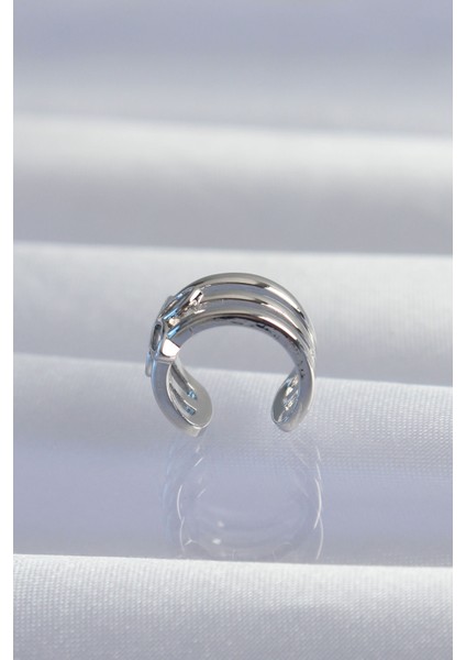 Mulvxxmd XDN02 Pirinç Renk Yonca Earcuff Küpe (Mulvix)