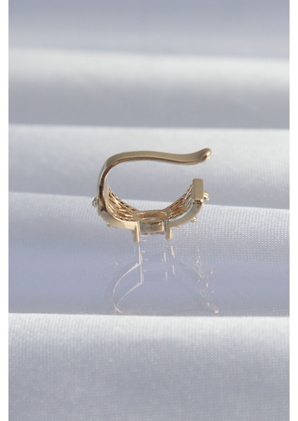 Mulvxxmd XDN02 Pirinç Gold Renk Zirkon Taş Kaplama Earcuff Küpe (Mulvix)