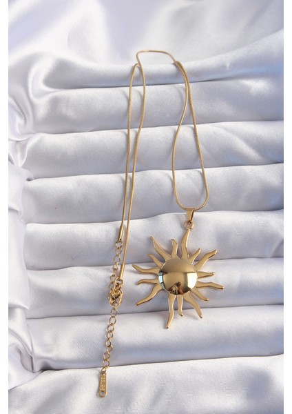 Mulvxxmd XDN02 Çelik Zincir Gold Renk Ayna Model Güneş Kolye (Mulvix)