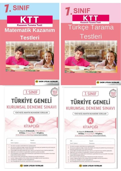 7. Sınıf Matematik Kaznım Testleri - Türkçe Tarama Testleri - 2 Adet Kurumsal Deneme Sınavı 4'lü Set