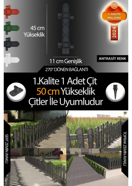 Uzunluk - Köşe - Kenar Tamamlama Çiti - 50 cm Yükseklik Çit ile Uyumludur fiyatları