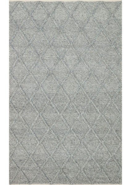 Woolstar %100 Naturel Kazak Desenli Salon Oturma Odası Koridor Antre El Dokuma Örgü Halı Dıamondgrey