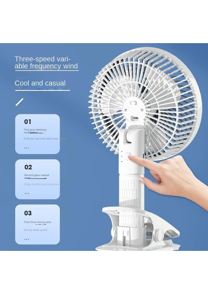Hızlı Şarj Edilebilir Çok Fonksiyonlu USB Fan Taşınabilir Masa Fanı 360° Dönen Vantilatör (Yurt Dışından)