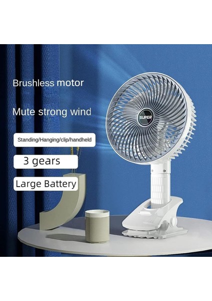 Hızlı Şarj Edilebilir Çok Fonksiyonlu USB Fan Taşınabilir Masa Fanı 360° Dönen Vantilatör (Yurt Dışından)