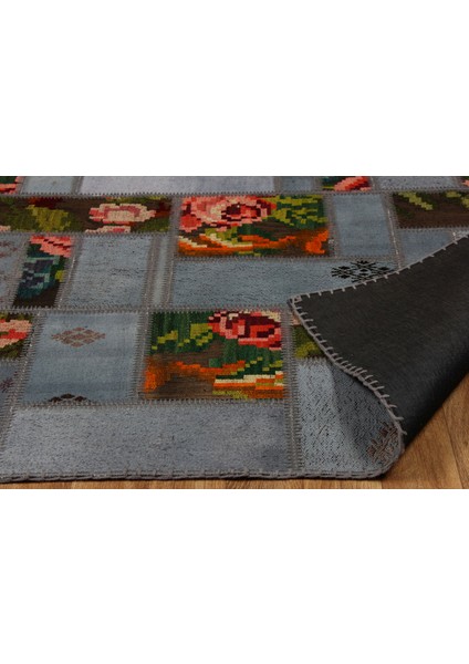 Maldives %100 Naturel Pamuk Yün Salon Oturma Odası Geleneksel Kendir Patchwork Kilim 02 Stone Xw