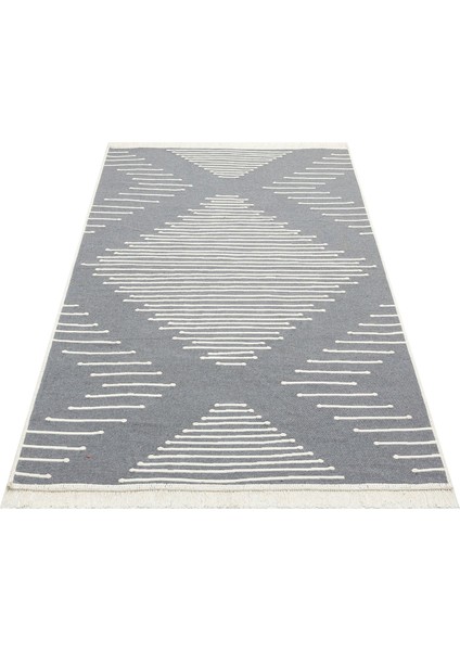 Maya %100 Naturel Pamuk Yıkanabilir Çift Taraflı Oturma Odası Mutfak Koridor Modern Kilim 15 Grey