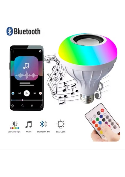 E27 Rgb LED Ampul Uzaktan Kumandalı Bluetooth ve Hoparlör Özelliği